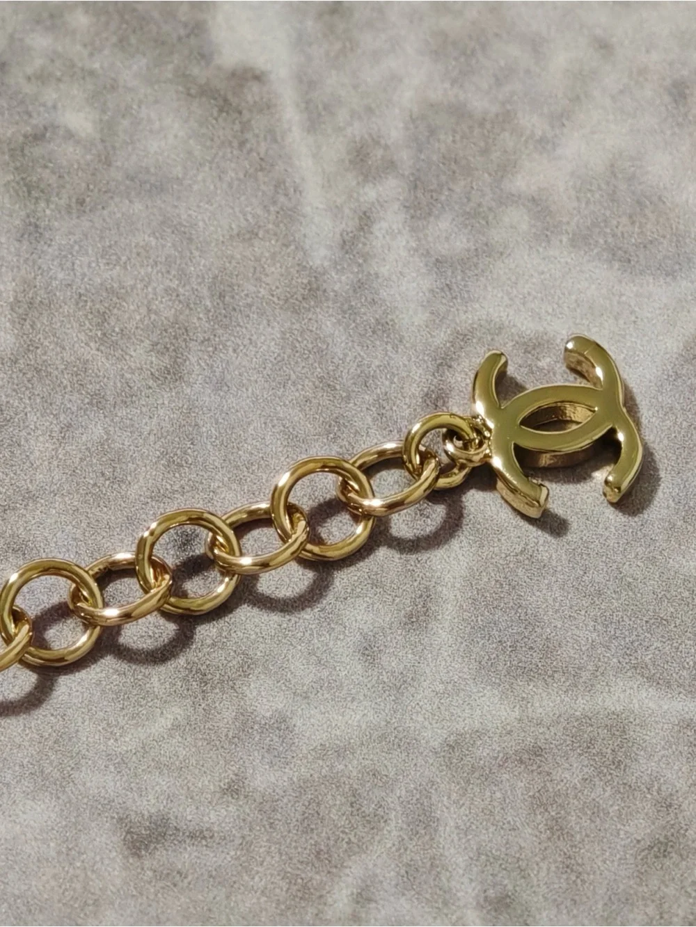 CHANEL Gold and Black Enamel Logo Link Necklace